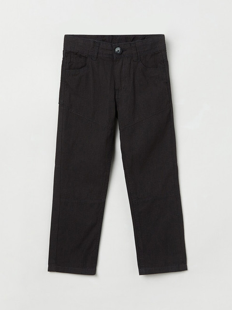 

max Boys Grey Solid Regular Trousers, Black