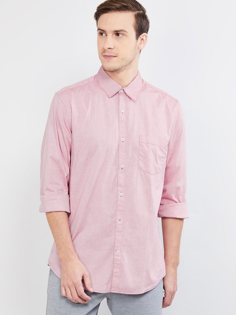 

max Men Pink Slim Fit Solid Casual Shirt