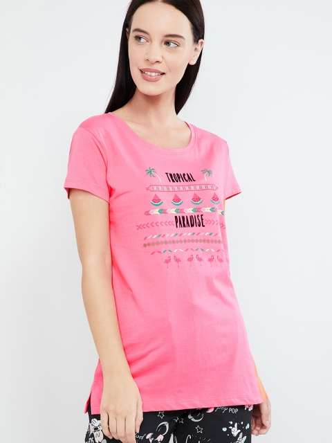 

max Women Pink Printed Lounge T-Shirt