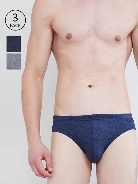 

max Men Pack Of 3 Solid Hipster Briefs NOSBFBG, Grey melange