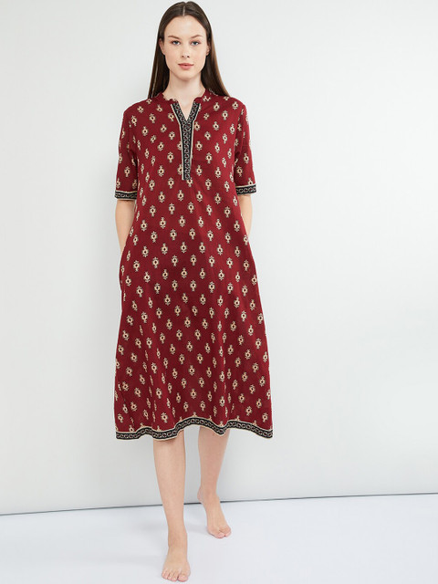 

max Maroon Printed Nightdress