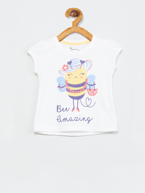 

max Girls White Printed Knitted Top