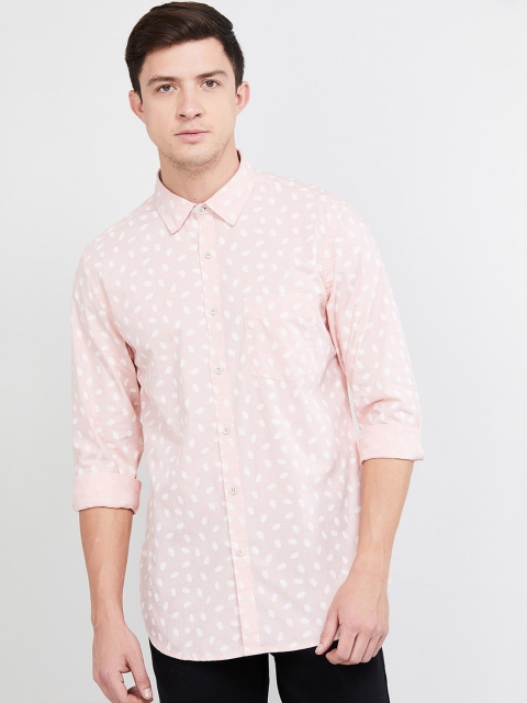 

max Men Pink & Off-White Regular Fit Printed Casual Shirt