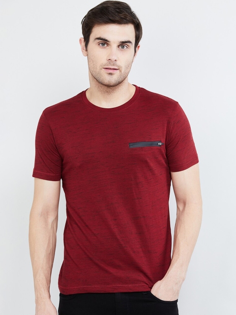 max Men Red Solid Round Neck T-shirt