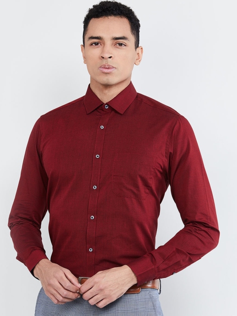 

max Men Maroon Slim Fit Solid Formal Shirt