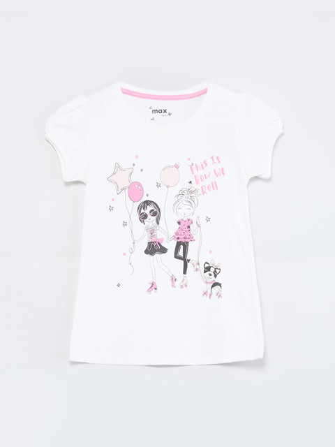 

max Girls White Printed Top