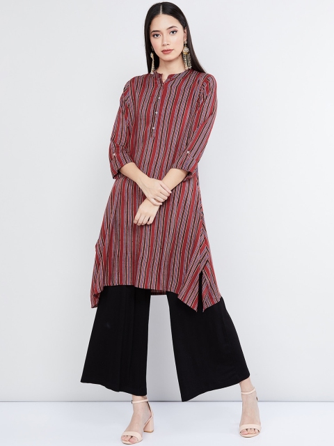 

max Women Red & Blue Striped Straight Kurta