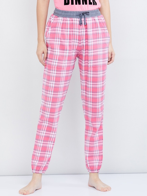 

max Women Pink & White Checked Lounge Pants