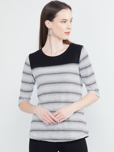 

max Women Black & Grey Striped Top