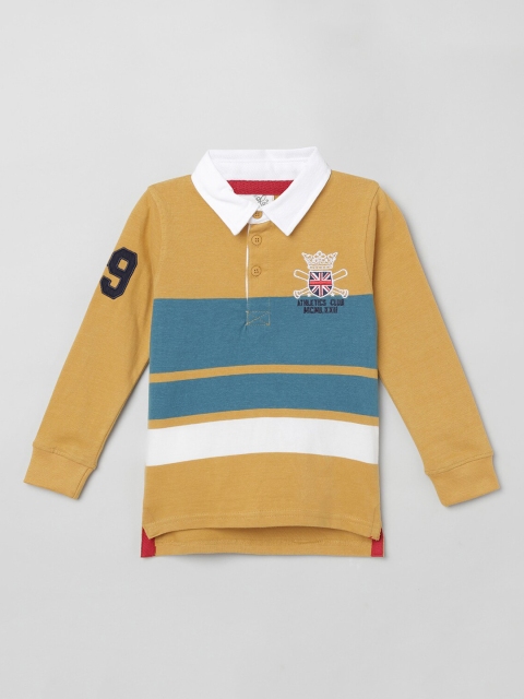 

max Boys Yellow Striped Polo Collar T-shirt