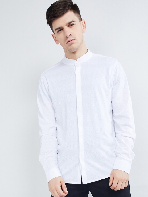 

max Men White Slim Fit Self Design Casual Shirt