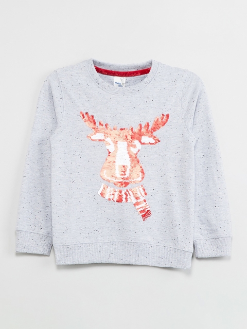 

max Boys Grey & Pink Flip Sequined Sweatshirt