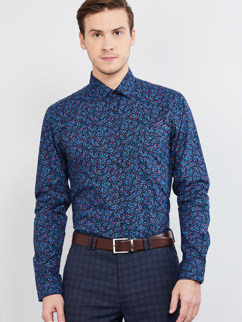

max Men Blue Slim Fit Printed Casual Shirt
