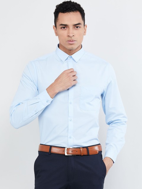 

max Men Blue Slim Fit Solid Formal Shirt