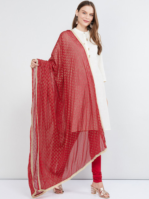 

max Women Red Printed Dupatta