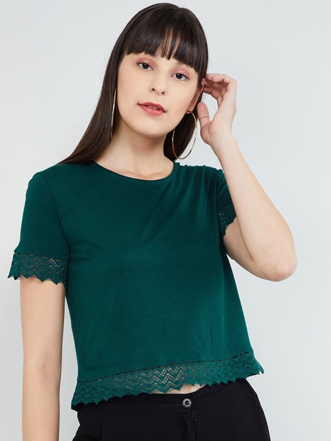 

max Women Teal Green Solid Top