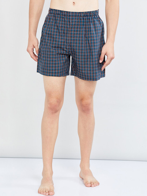 

max Men Blue & White Checked Pure Cotton Boxers YDSP20BX04NAVY
