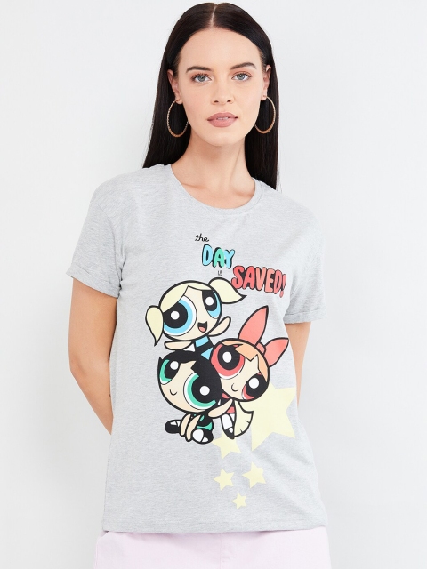 

max Women Grey Printed T-shirt