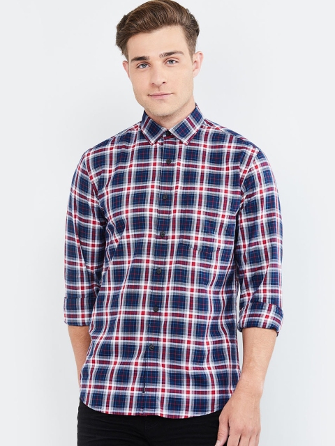 

max Men Blue & Off-White Regular Fit Checked Casual Shirt