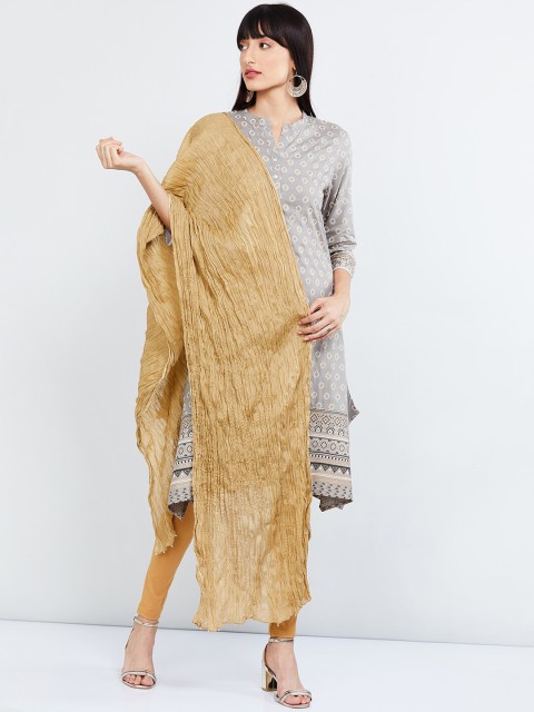 

max Beige Solid Cotton Dupatta