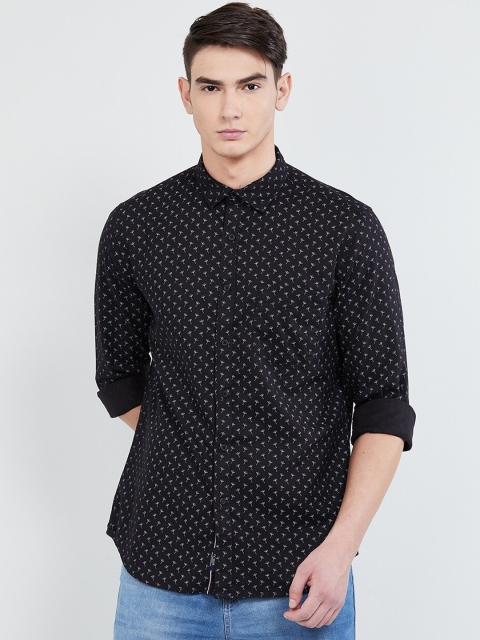 

max Men Black Regular Fit Printed Casual Shirt