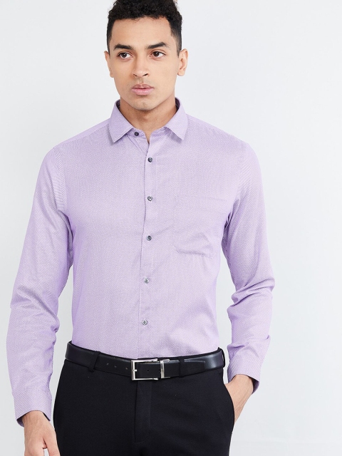 

max Men Purple Slim Fit Self Design Formal Shirt
