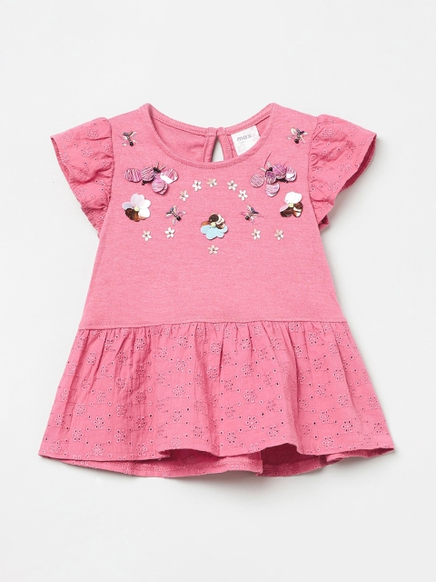 

max Girls Pink Embellished Peplum Top