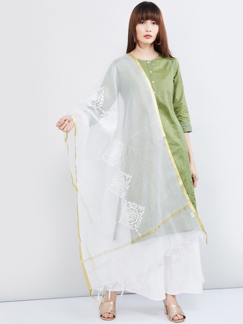 

max Off-White Embroidered Dupatta
