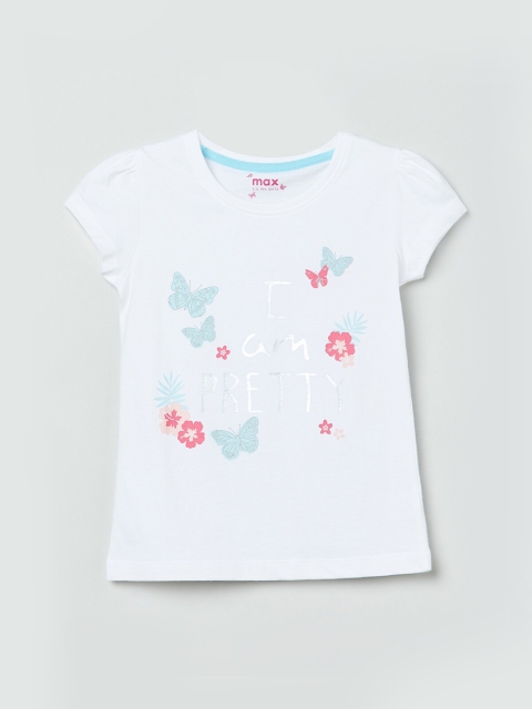 

max Girls White Printed Top