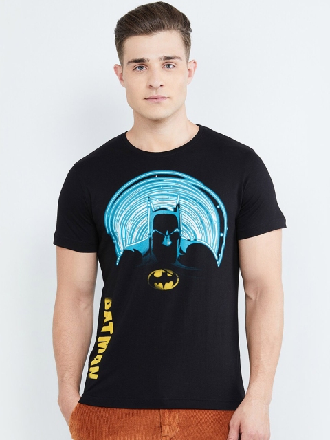 

max Men Black Printed Round Neck T-shirt
