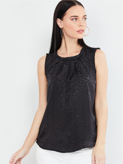 

max Women Black Self Design Top