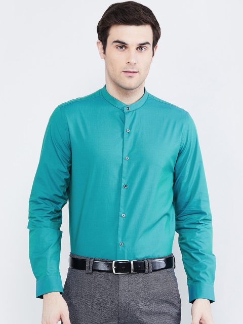 

max Men Teal Green Slim Fit Solid Semiformal Shirt