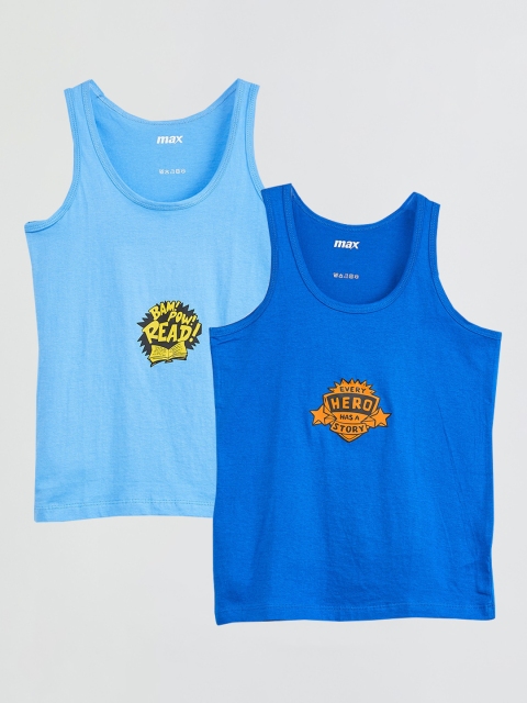 

max Boys Pack Of 2 Blue Printed Basic Innerwear Vests W18FIN06MULTI