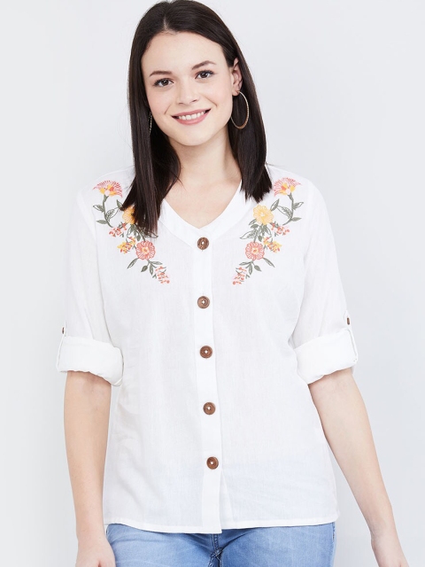 

max Women Off-White Printed Shirt Style Top