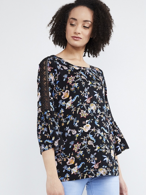 

max Women Black Floral Printed Top