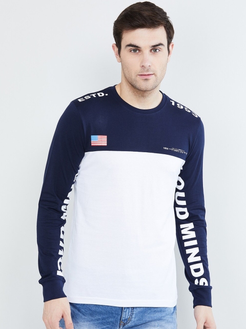 

max Men White Colourblocked Round Neck T-shirt
