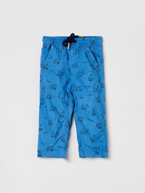 

max Boys Blue & Beige Regular Fit Printed Regular Trousers