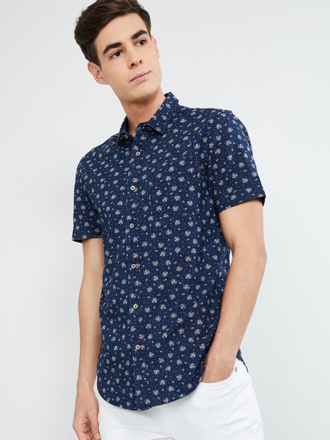 

max Men Blue Slim Fit Printed Casual Shirt
