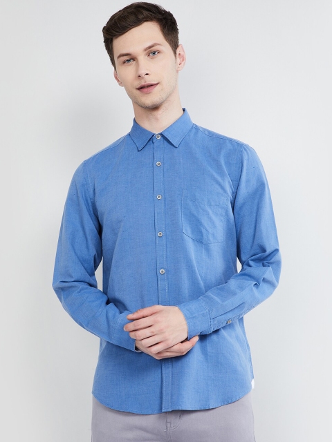 

max Men Blue Slim Fit Solid Casual Shirt