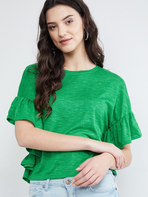 

max Women Green Solid Top