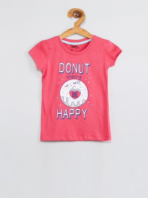 

max Girls Coral Pink Printed Top