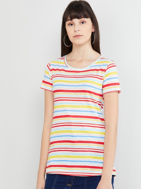 

max Women Multicoloured Striped Knitted Top, Multi
