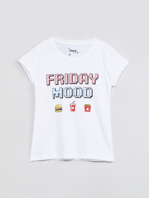 

max Girls White Printed Top