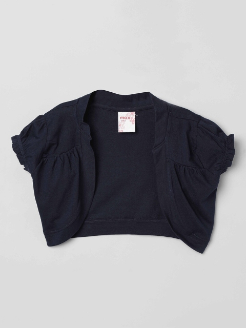

max Girls Navy Blue Solid Open Front Shrug
