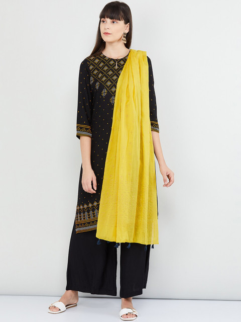 

max Yellow Woven Design Dupatta