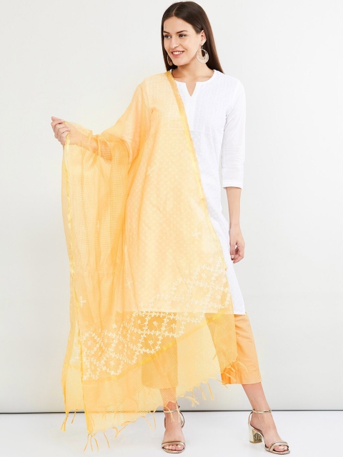 

max Gold-Toned & Blue Embroidered Dupatta