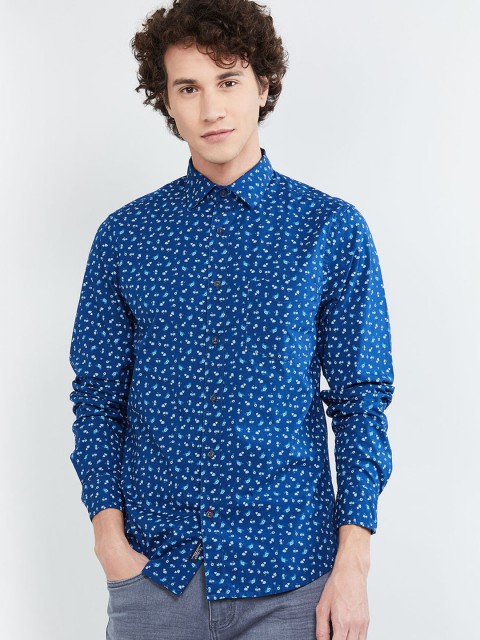 

max Men Blue Regular Fit Printed Casual Shirt