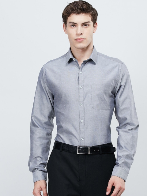 

max Men Grey Slim Fit Solid Formal Shirt