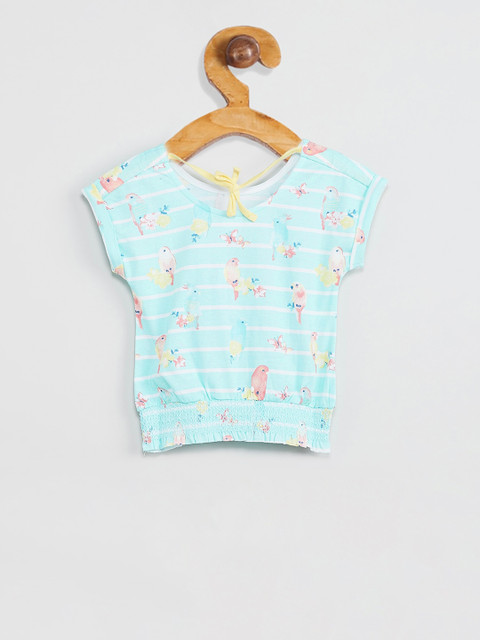 

max Girls Blue Printed Blouson Top