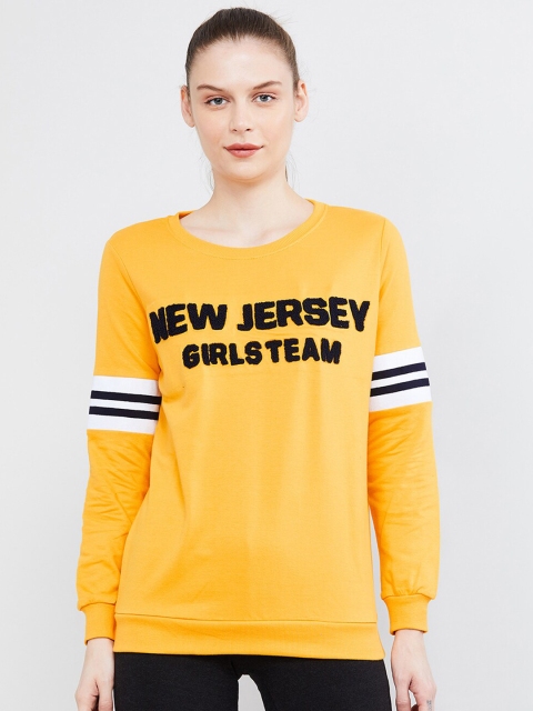 max Women Yellow Printed Sweatshirt